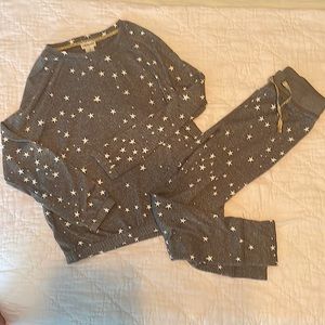 Crewcuts grey and white star jogger set size small